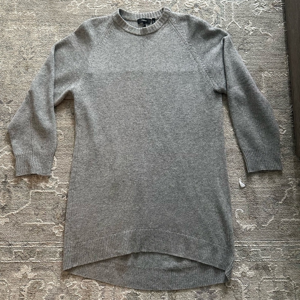 Theory Heather Grey Crewneck Knit Sweater 100% Cashmere